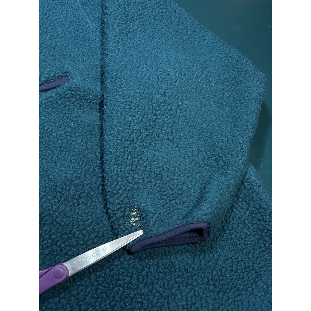Vintage 90s LL Bean Deep Pile Fleece Pullover Men's XL Blue Green Half Zip USA - Picture 5 of 11